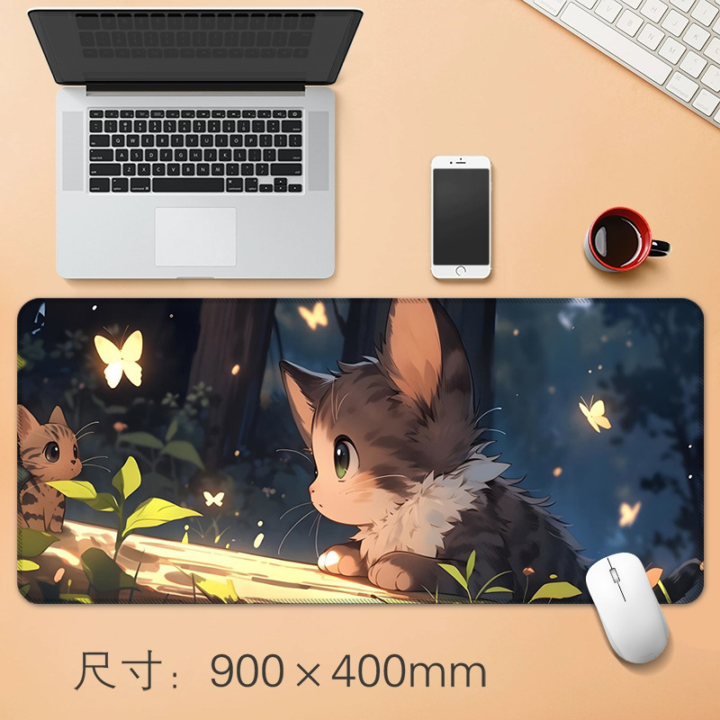 源头工厂直销大号鼠标垫创意动漫小猫办公桌垫防滑精密锁边鼠标垫|undefined