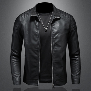 Pu Leather Jacket Men's Spring and Autum Trendyy American High Street Color Matching Baseball Uniform Ins Handsome Hong Kong Style Loose Jacket 1