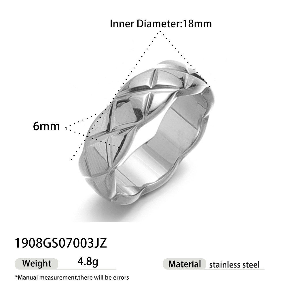 Taena anillo de acero inoxidable europeo y americano diseño de nicho femenino anillo de rombos de acero de titanio no se desvanece joyería de anillo de todo fósforo