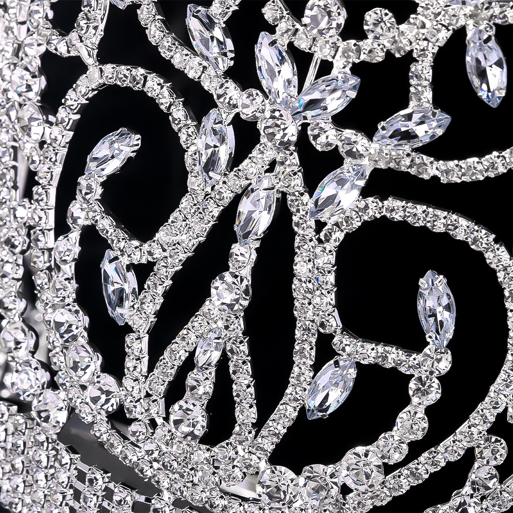 Europeo y americano caliente-venta nupcial corona tocado Comercio exterior joyería simple lujo hoja rhinestone belleza selección gran corona