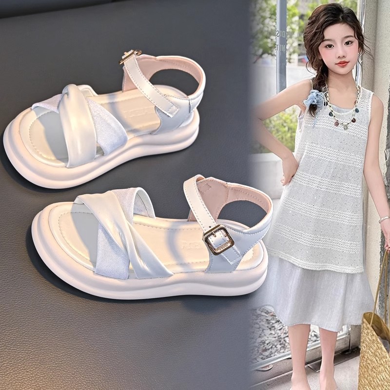 Niñas velcro zapatos de playa primavera y otoño 2026 nuevos zapatillas de dedo blando zapatillas de princesa blanca versátil image 3