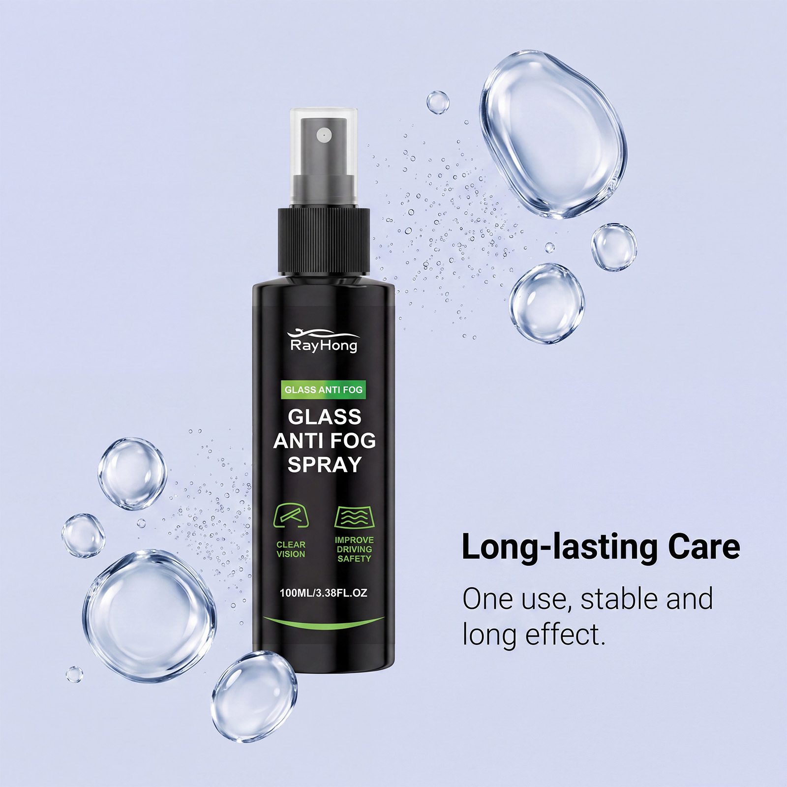 Rayhong Car Glass Anti-Fog Spray, Anti-Fogging Agent for Car Windows, Clear Vision Care Agent for Rearview Mirrors