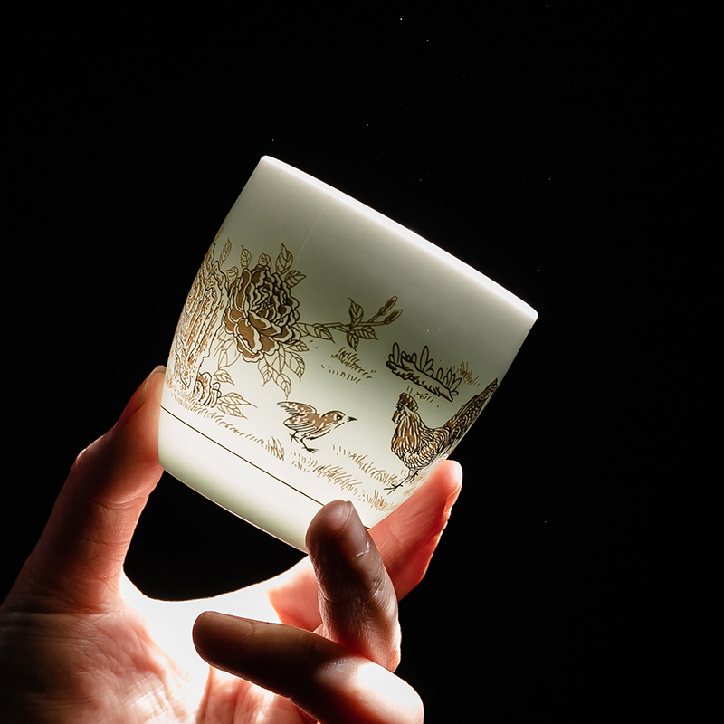ZJ052.8亿鸡缸杯德化盏茶杯单个陶瓷茶碗老板主人杯复古日式家用