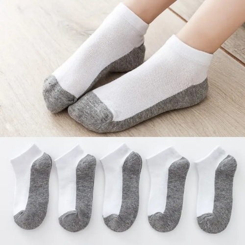 Children's cotton boat socks, cotton socks, sweat-absorbent and breathable gray bottom children's socks, white socks