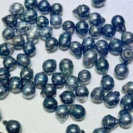 10-11mm大溪地巴洛克裸珠天然海水珍珠螺纹无孔裸珠批发可diy饰品