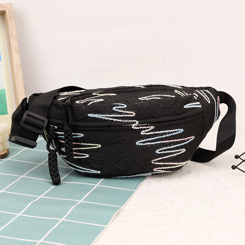 Moda mecha de invierno 2024 nuevo estilo de moda artística viaje bolso de hombro bolso de cinturón a rayas de color