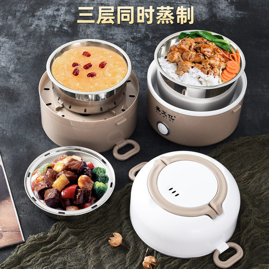 Electric Heating Lunch Box with Two, Three, or Four Layers, Plug-In Self-Heating Portable Steaming and Cooking Lunch Box, Direct Delivery