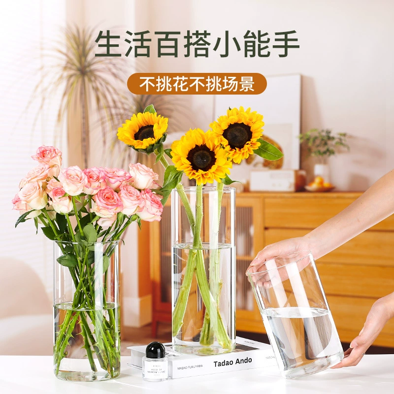 Прозрачная стеклянная ваза бытовая украшение большой размер гостиная столешница богатая бамбуковая цветочная вода пол гидропонное растение