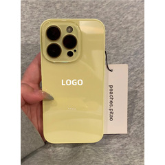 适用iPhone16promax手机壳光面玻璃纯色小清新iPhone15保护套ins