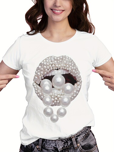 Dropshipping Art Jewelry Lip Pattern Art Print T-shirt