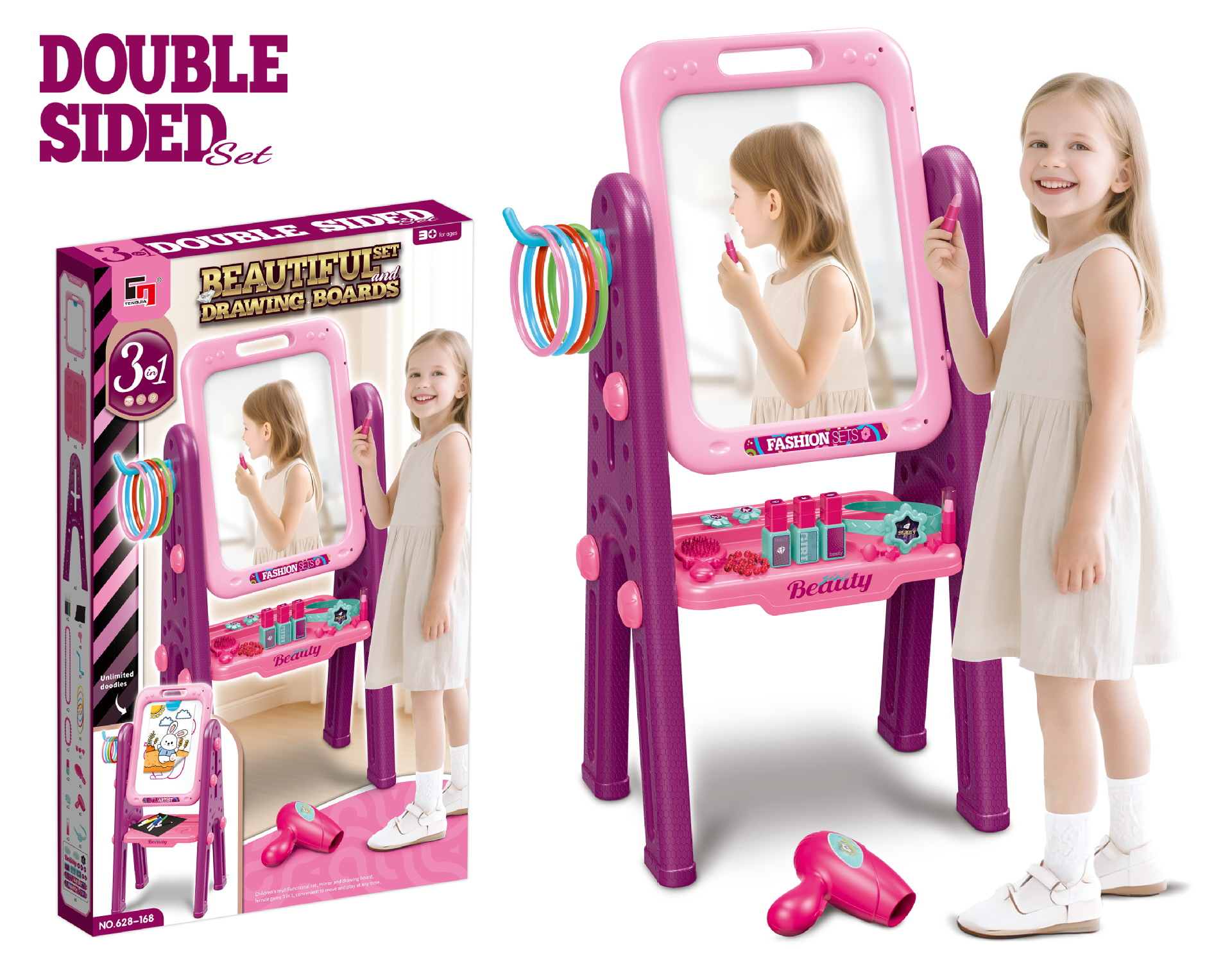 Niños transfronterizos 2 - en - 1 niñas aprender tablero de escritura estantes de lujo accesorios de vestuario juguetes caseros