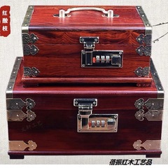 Red Sandalwood Single and Double Handle Pull-Open Password Jewelry Box, Redwood Women's Jewelry Storage Box, Cute Ins Birthday Gift