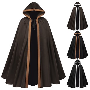 2025 European and American New Female Death Cos Clothing Star Wars Male Wizard Black Hooded Lace-Up Cloak Export