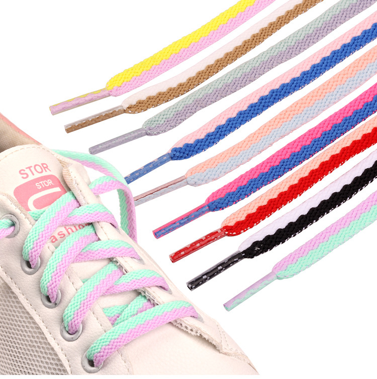 New two-color flat shoelaces factory wholesale single-layer color plate young people Leisure Sports small white shoes AJ1 shoelaces