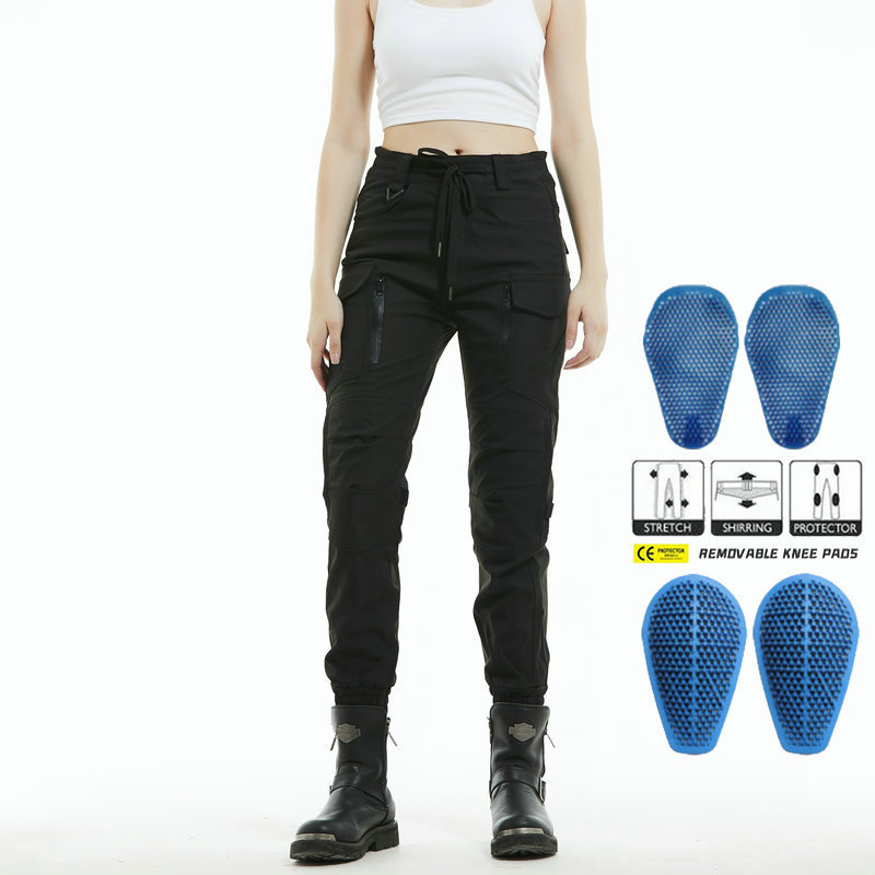 Motorcycle Four Seasons cycling pants waterproof windproof breathable ankle-tied female knight motorcycle anti-fall pants silicone protective gear