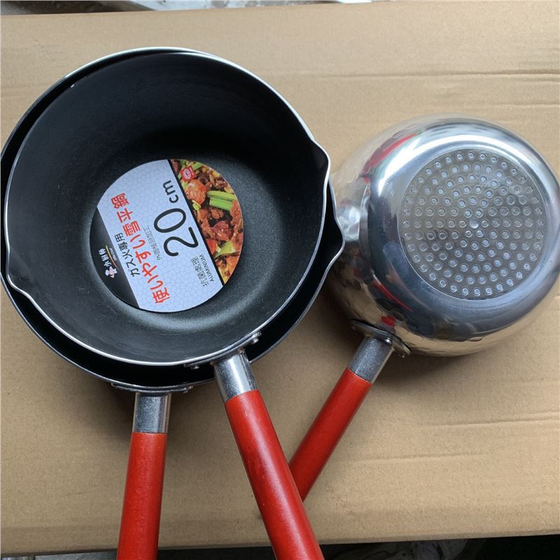 Factory Direct Supply Aluminum Bottom Non-stick Snow Pan Soup Pot Milk Pot Wooden Handle Pot Frying Pan