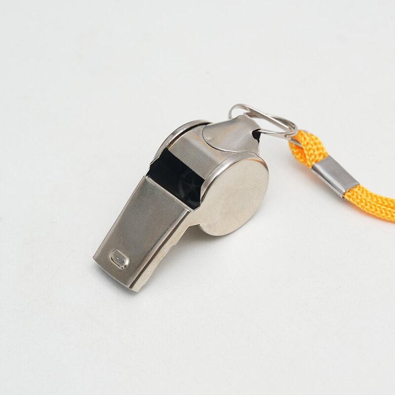 Lanyard metal whistle, coach and referee whistle, emergency whistle, outdoor sports competition stainless steel large whistle wholesale