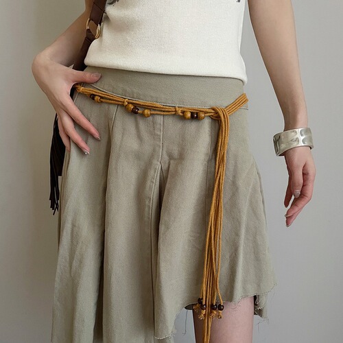Bohemian ethnic style black braided waist rope women's dress sexy lace up belt y2k waist chain trendy