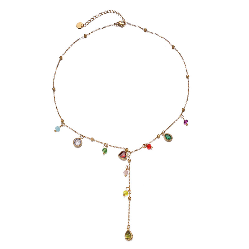 TENA Europa y los Estados Unidos transfronterizos collar de zircon de acero inoxidable lujo ligero de alto nivel amor amoroso diseño de modelado frillera y collar para mujeres image 6
