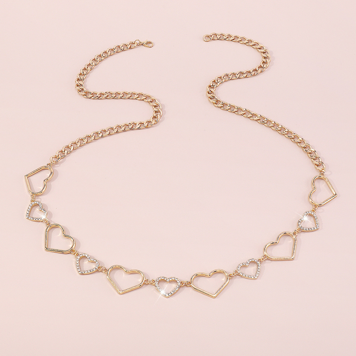 Fashion Heart Shape Alloy Inlay Rhinestones Womenu0027S Waist Chain