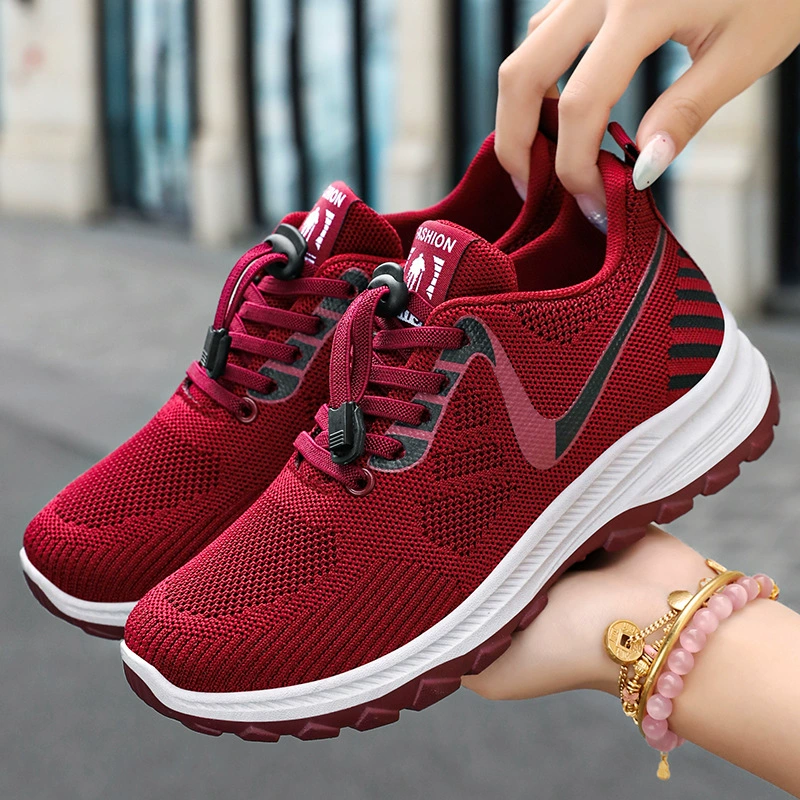 Женская обувь, обувь для ходьбы, новая летняя повседневная обувь с дышащей сеткой, уличная амортизирующая обувь для ходьбы, простая спортивная обувь на толстой подошве.