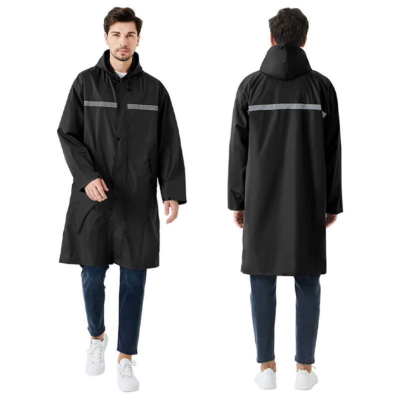 Long Windbreaker Rainproof Poncho Jacket Hooded Outdoor Emergency Raincoat Chunya Spinning PU Waterproof Reflective Men