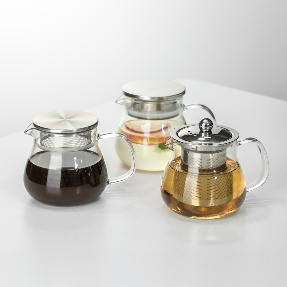 Tetera de vidrio con separación de té, resistente a altas temperaturas, se puede calentar, hogar, borosilicato, té transparente, filtro, juego de té, tetera