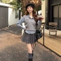 条纹秋季蓝色两件套衬衫