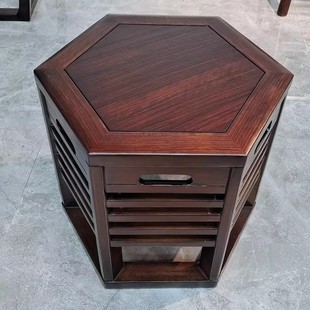 New Chinese Style Solid Wood Hexagonal Stool, Ebony Wood Coffee Table Stool, Home Model Room Low Stool, Sofa Stool, Shoe Changing Stool, Guzheng Stool
