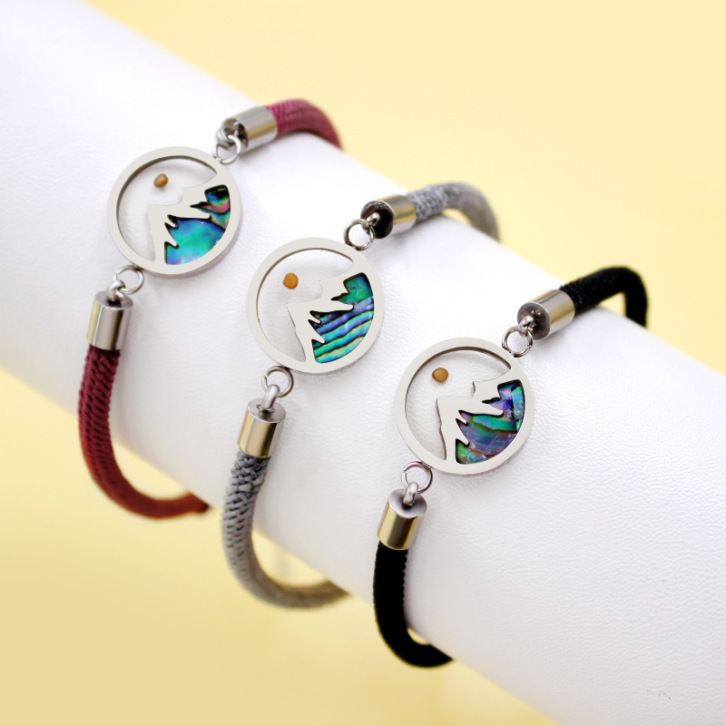Amazon Stainless Steel Mountain Mustard Seed Adjustable Bracelet with Abalone Shell Suitable for Men and Women
