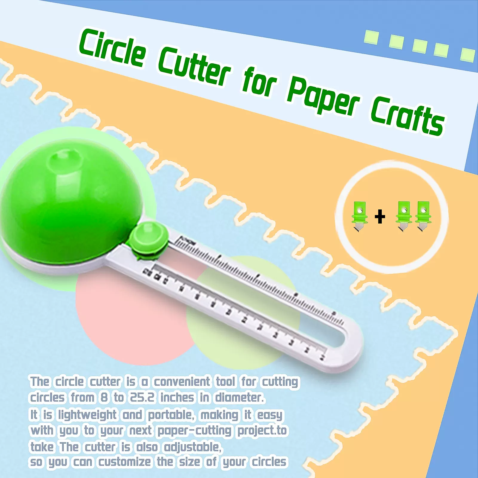 圆形切纸机儿童创意圆形切纸机可切不同尺寸圆形塑料圆形切纸机