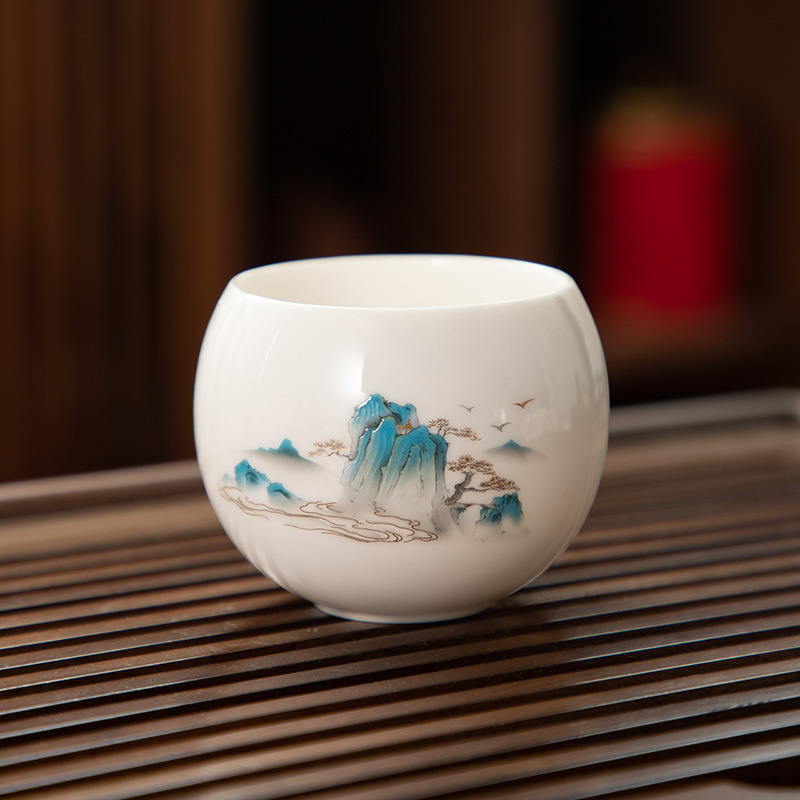 德化陶瓷杯罗汉杯主人杯单杯高端羊脂玉白瓷单个茶杯高档个人专用|undefined