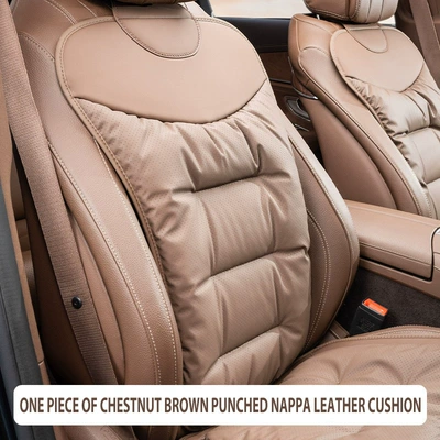 Nappa Leather Seat Pad, Soft — Seat cushion, seat cover - chestnut-brown-nappa-perforated-and-breathable-back-cushion-1-piece