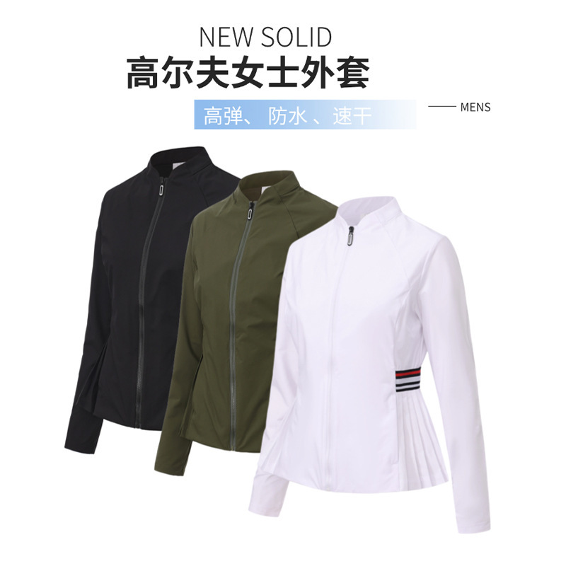 Golf Clothing for Women Korean Autumn and Spring Long-Sleeved Jacket Pleated Skirt Suit Outdoor Sports Slim-Fit Zipper Windbreaker