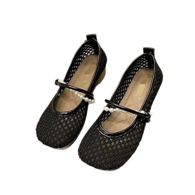Zapatos de tacón grueso de un solo pie, zapatos de mujer de verano 2026 nuevos zapatos de red de tacón bajo de estilo francés agujado image 5