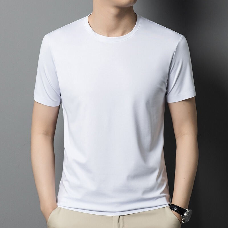 High-end minimalist T-shirt, new summer model, high-quality mulberry silk versatile top, men's classic round-neck casual tee High-end minimalist T-shirt, new summer model, high-quality mulberry silk versatile top, men's classic round-neck casual tee