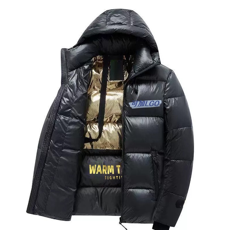 Black Gold Cotton Coat Winter Glossy Youth Cotton Jacket Men's Large Size Warm Hooded Cotton Jacket Top Thickened Jacket Black Gold Cotton Coat Winter Glossy Youth Cotton Jacket Men's Large Size Warm Hooded Cotton Jacket Top Thickened Jacket