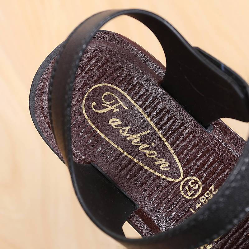 Sandalias de verano, sandalias de tacones gruesos, sandalias de madre, sandalias de mediana edad, sandalias antideslizantes, sandalias cómodas.