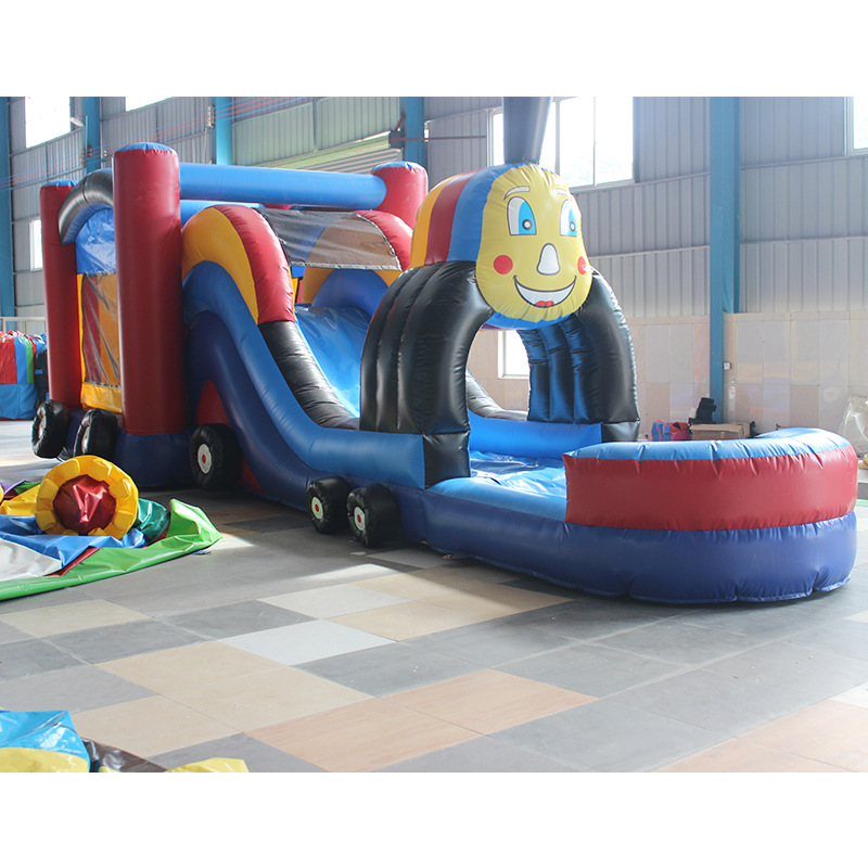 Feliz León comercial al aire libre grande travieso Castillo Cuadrado equipo de entretenimiento para niños cara sonriente coche castillo inflable