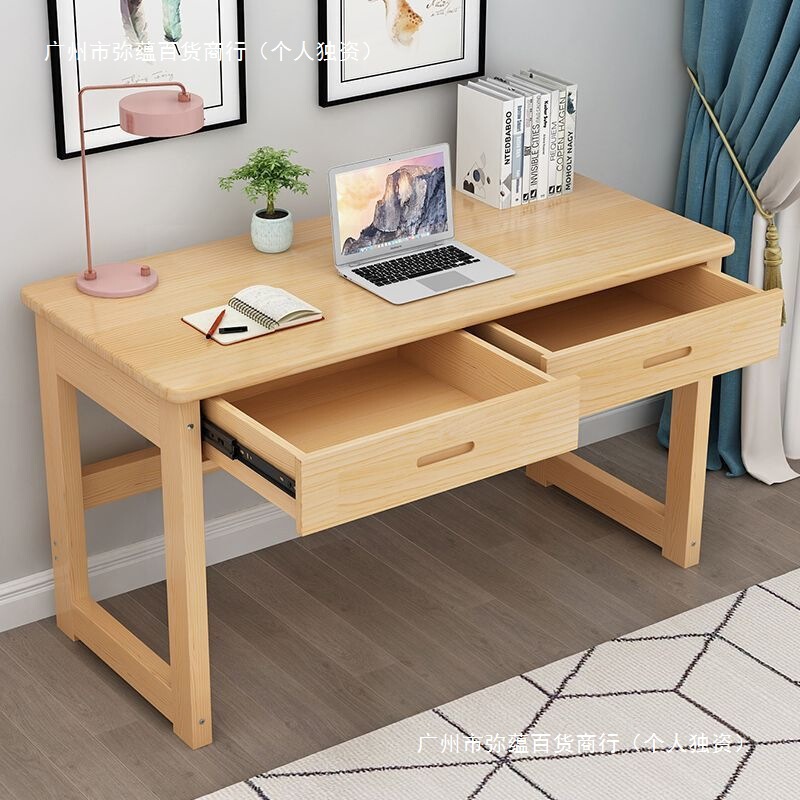 Solid Wood Desk Simple Desktop Computer Table Home Small Apartment with Drawer Learning Desk Rectangular Desk
