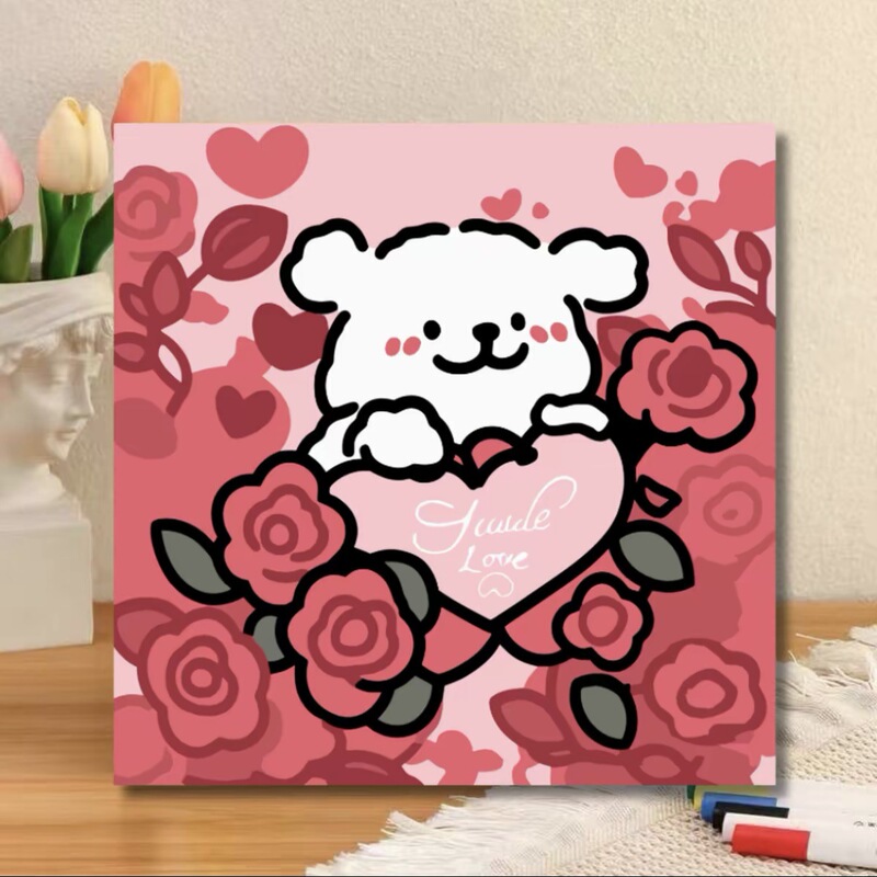ライン子犬デジタル油絵 diy 手描き落書き漫画かわいい癒しの装飾メーカー卸売|undefined