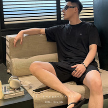 4001冰丝凉感男士睡衣夏透气舒适短袖短裤居家服宽松运动套装跨境