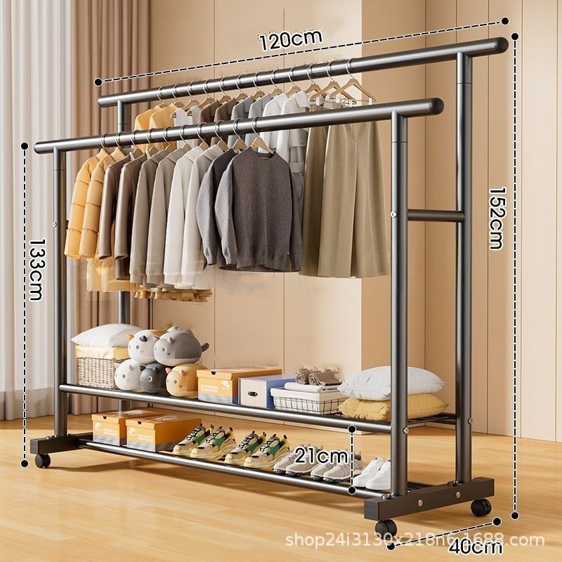 [파이프 직경 25mm] 120cm - 검정색 복층 평행봉 + 바퀴