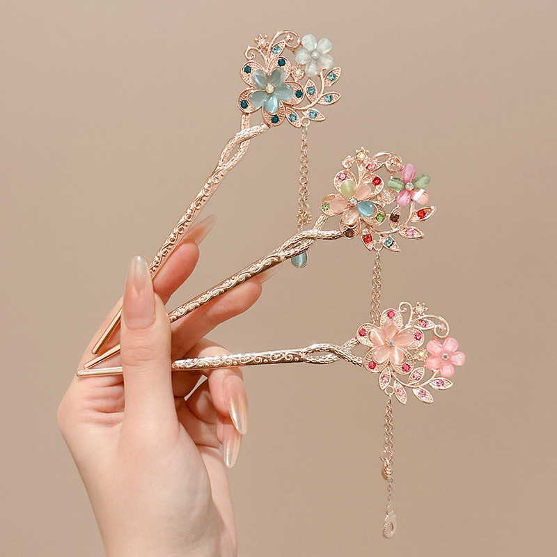 Nuevo estilo chino flor flange pinzas de cabello de mujer sensación de alto nivel detrás de la cabeza pinzas de cabello tocado antiguo vestido chino pinzas de cabello accesorios