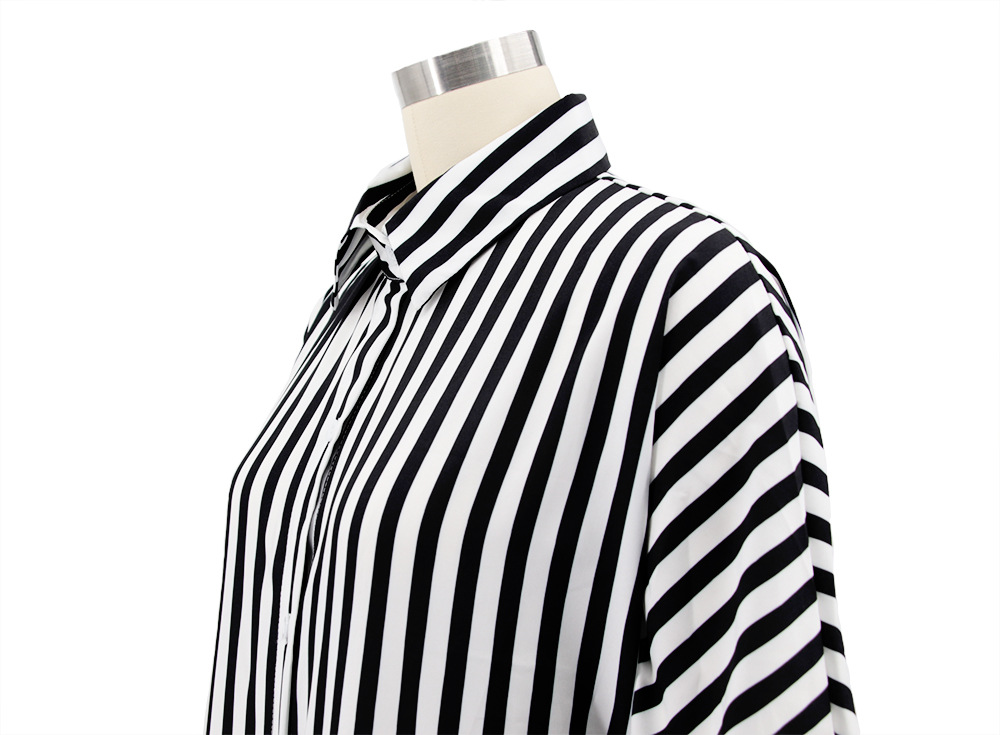 Women Clothing Striped Shirt Women Dress Split Dress French Dress
