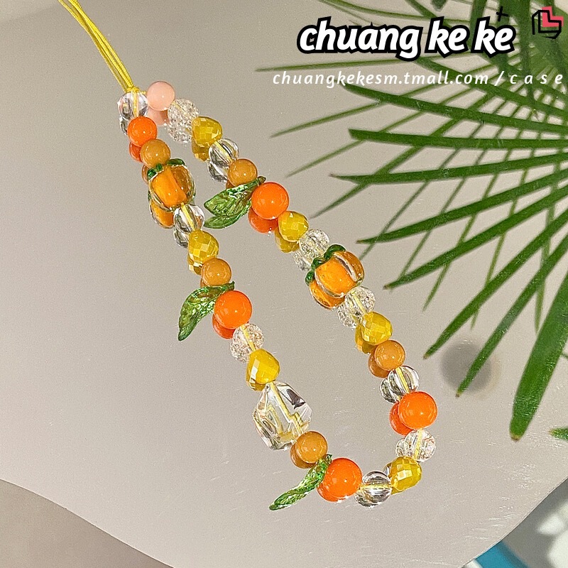 Net Red Persimmon Ruyi Hand-woven Big Orange Dali Mobile Phone Lanyard Wrist Lanyard Pendant Key Hanging Chain Original