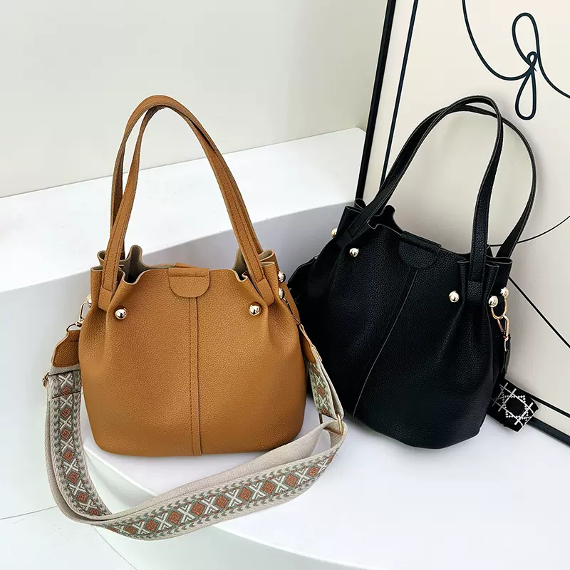 韩系高级感百搭包包女士2025新款宽肩带百搭斜挎包手提包单肩包包