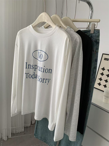 Summer New Modal Cotton Letter Print Sun Protective Women's Round Neck Korean Version Lightweight Slouchy Long Sleeve T Air Conditioner Cover Shirt