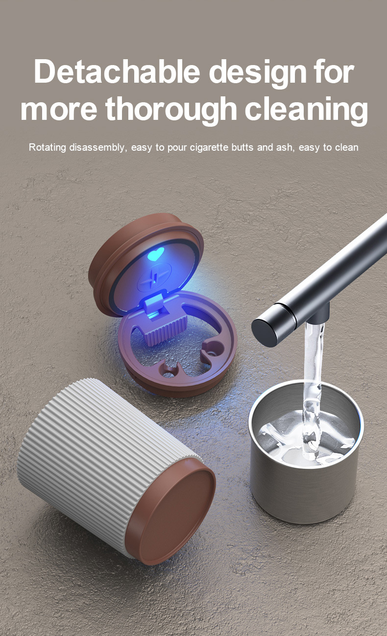 Car Ashtray with Light, One-Click Opening Lid, Luminous Alloy Liner Ashtray, Coffee Cup Beverage Led
