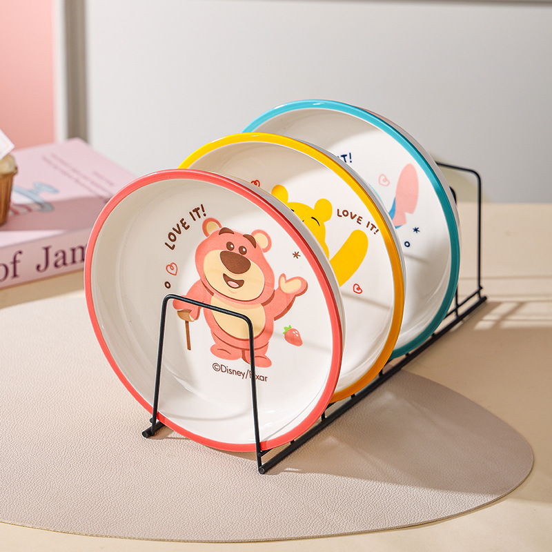 Disney nuevo Stilwell curioso para una persona comida platos de cerámica redondos cajas de regalo cubiertos de dibujos animados regalo de porcelana blanca